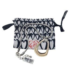 NWT Brighton Astoria Reversible Silver Plated Champagne Resin Statement Necklace